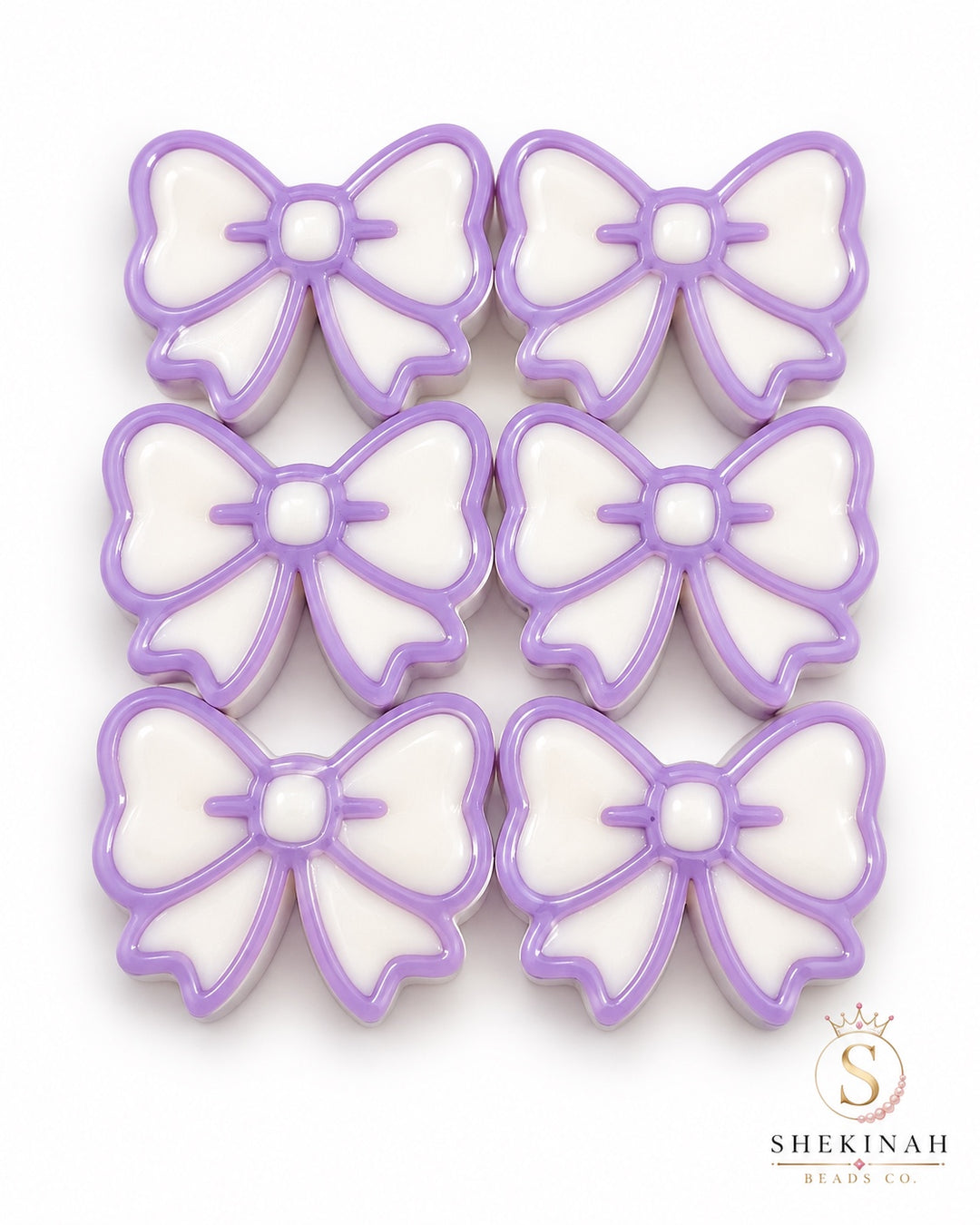 Pretty Bow 3D Print color lila y blanco - Shekinah Beads Co.