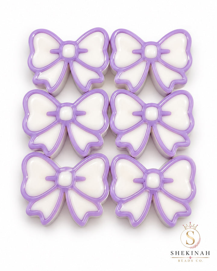 Pretty Bow 3D Print color lila y blanco - Shekinah Beads Co.