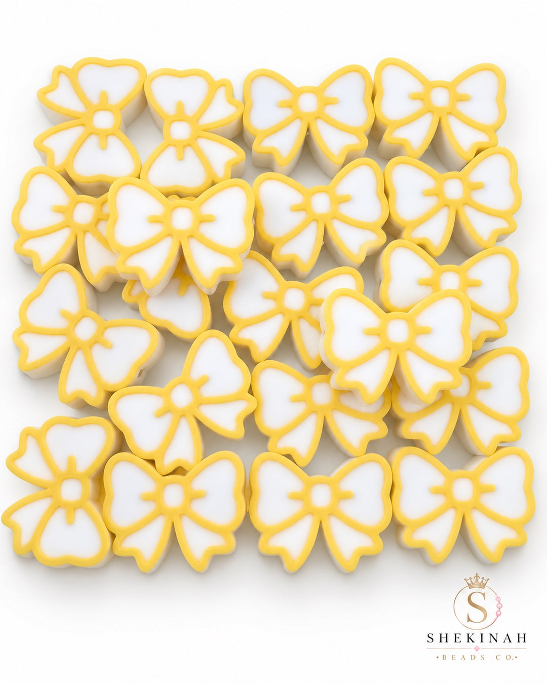 Pretty Bow 3D Print color amarillo y blanco - Shekinah Beads Co.