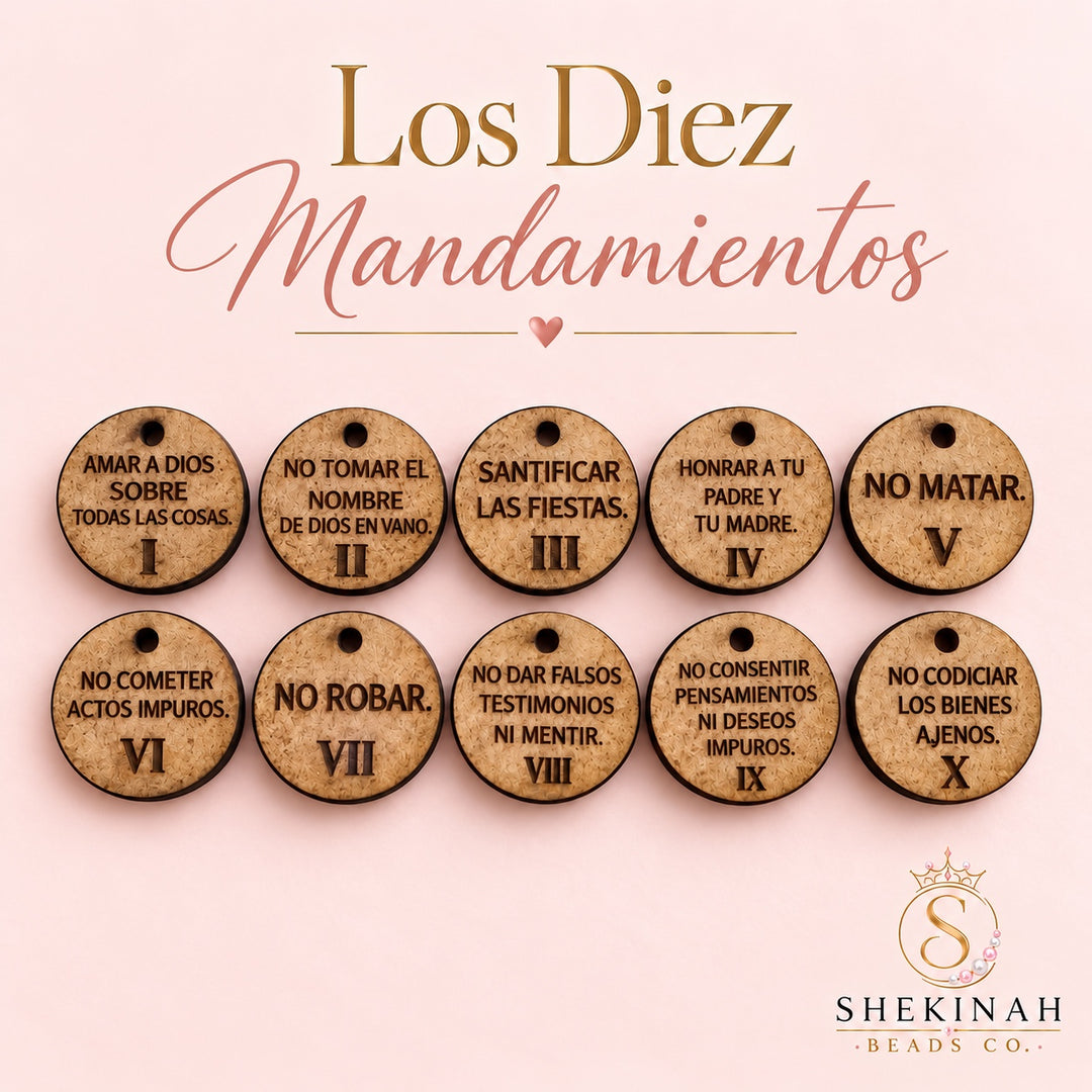 Set de los Diez Mandamientos en madera