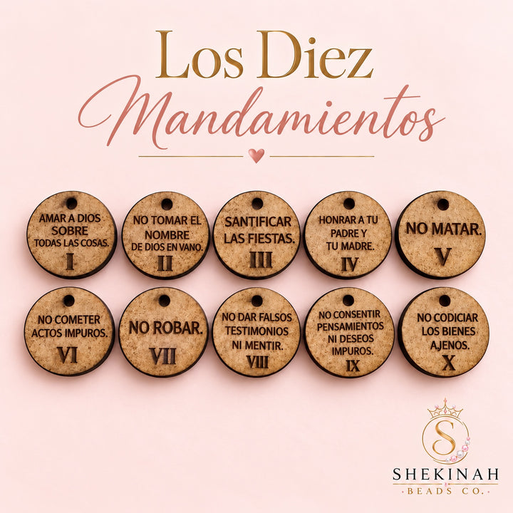 Set de los Diez Mandamientos en madera