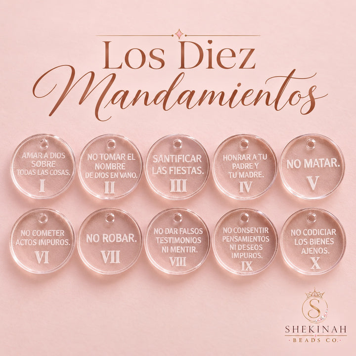 Set de los Diez Mandamientos en acrílico transparente
